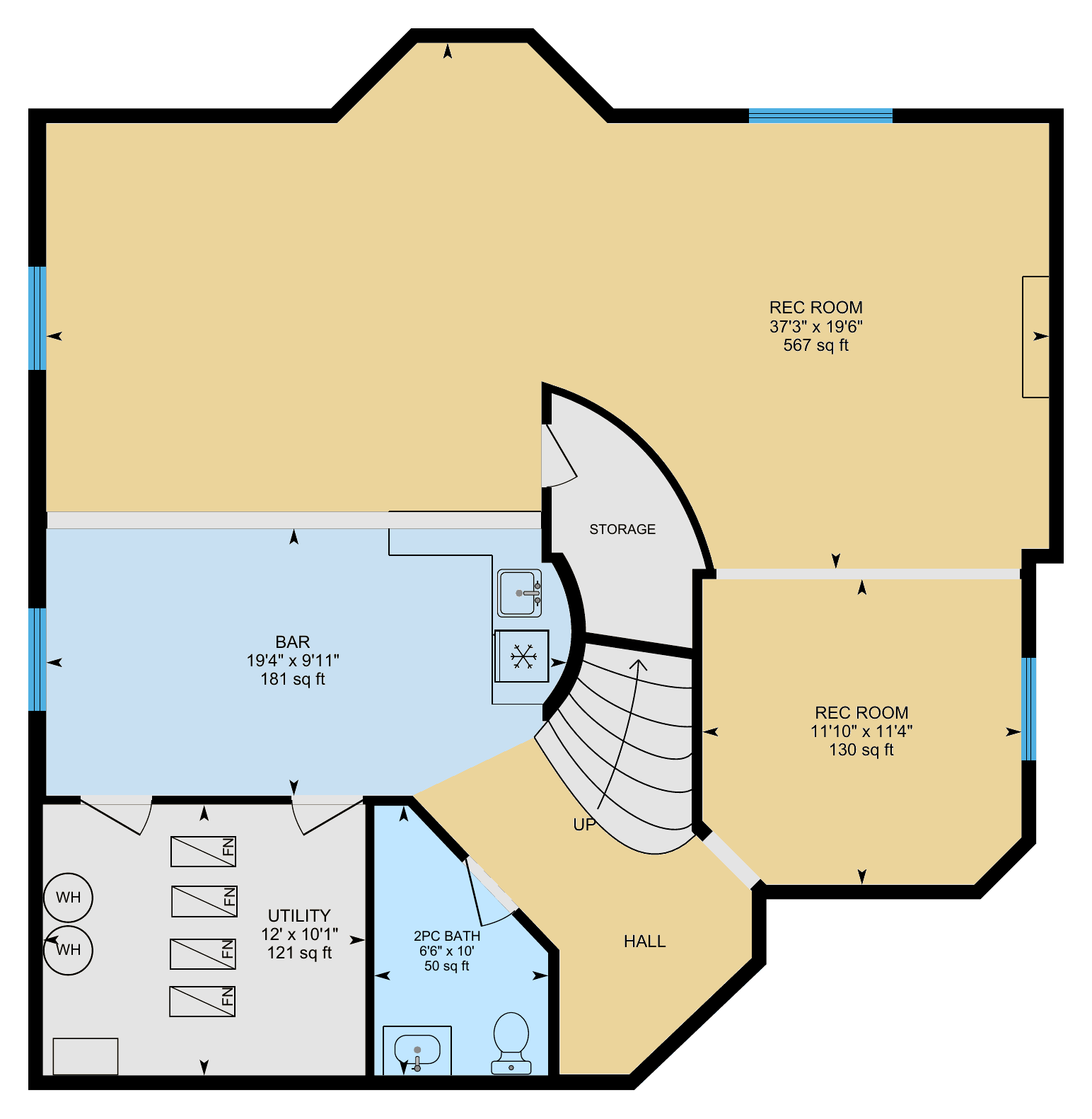Lower Level floor plan for 250 Diamond Drive SE