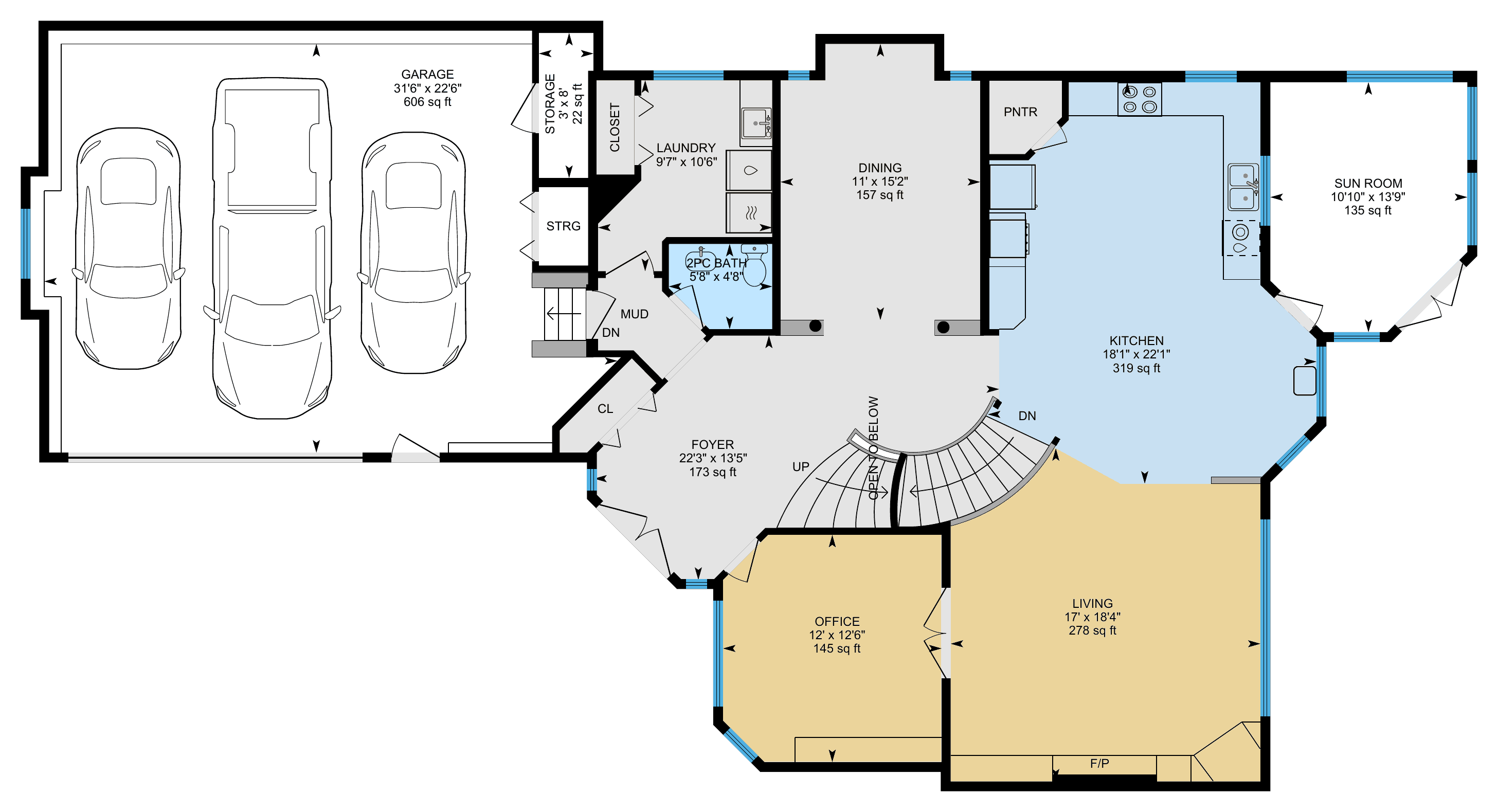 Main Floor floor plan for 250 Diamond Drive SE